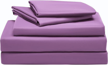 SLEEP ZONE Super Soft Cooling Bed Sheets Set Twin XL 3 Piece - Easy Care Fitted Flat Sheet & Pillowcase Sets - Wrinkle Free, Fade Resistant, Deep Pocket 16" (Lavender, Twin XL)