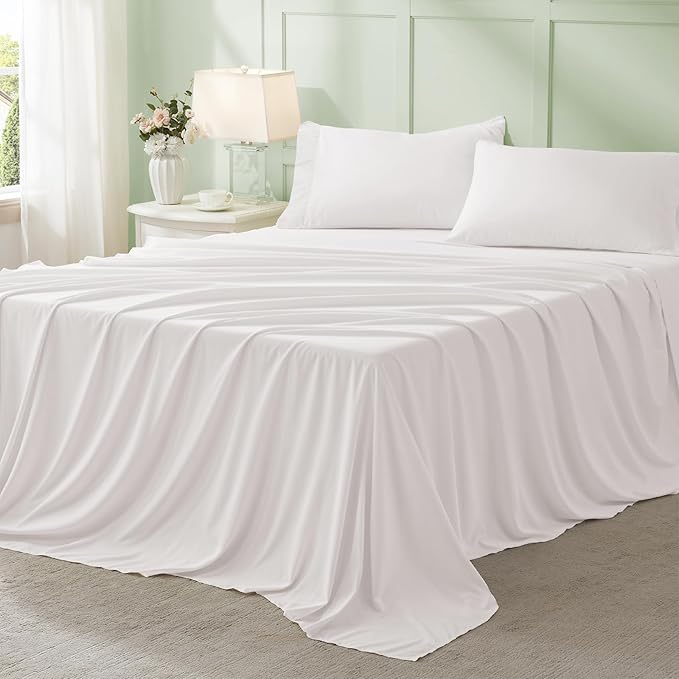 Anluoer White Twin Comforter Set 5 Pieces, Bed in a Bag with Sheets, All Season Bedding Sets with 1 Comforter, 1 Pillow Sham, 1 Pillowcase, 1 Flat Sheet, 1 Fitted Sheet