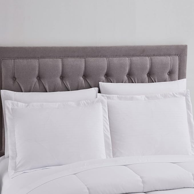 King Size Comforter Set 8 Piece Bed in a Bag with Bed Skirt, Fitted Sheet, Flat Sheet, 2 Pillowcases, 2 Pillow Shams, King, Dobby White