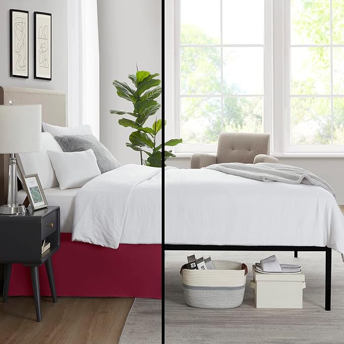 Nestl Red Heaven Twin XL Bed Skirt - Twin XL Size Bed Skirt 14 Inch Drop - Brushed Microfiber Bed Skirts - Hotel Quality Pleated Bed Skirt - Shrinkage & Fade Resistant