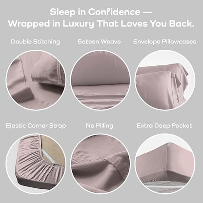 Olive + Crate Tencel Lyocell Eucalyptus California King Sheets - Cooling Tencel Sheets for Hot Sleepers with 18 Inch Deep Pocket Fit - Dusk 4-Piece Set