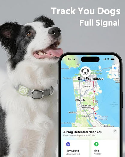 IP68 Waterproof Dog AirTag Holder for Dog Collar, Soft, Stretchy Silicone | Full-Body Protection, Easy Tool-Free Installation, Quiet, No-Dangle Fit, Lightweight, Fits Dog & Cat Collars of All Widths