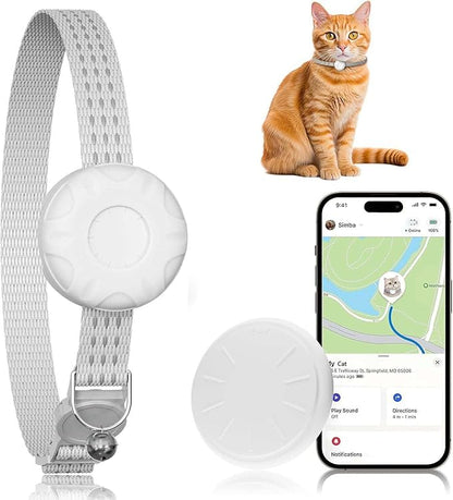 GPS Tracker for Cats-No Monthly Fee, Cat Tracker,Compatible with Apple Find My App (Only iOS), Waterproof Pet Tracker,Real-Time Cat Collar for Pets,Kids,Luggage & Assets | 367-Day Battery Life|(White)