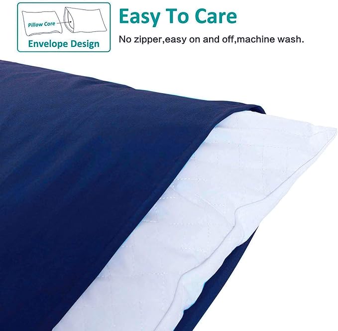 NTBAY Standard Pillowcase Set - 2 Pack Brushed Microfiber 20x26 Pillowcases - Soft, Wrinkle-Free, Fade-Resistant, Stain-Resistant, Navy Blue Pillowcases with Envelope Closure - 20x26 Inches, Navy Blue