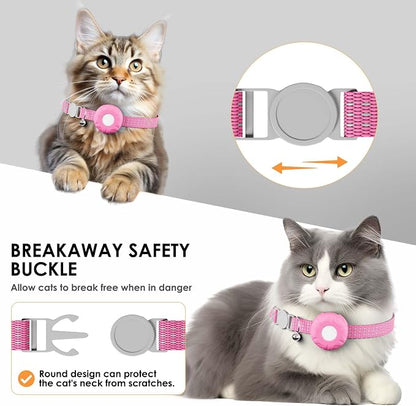 GPS Tracker for Cats, Cat Tracker with Real-Time Location, Pet Tracker with Cat Collar, Compatible with Apple Find My App (Only iOS), No Monthly Fee, Waterproof (Pink)
