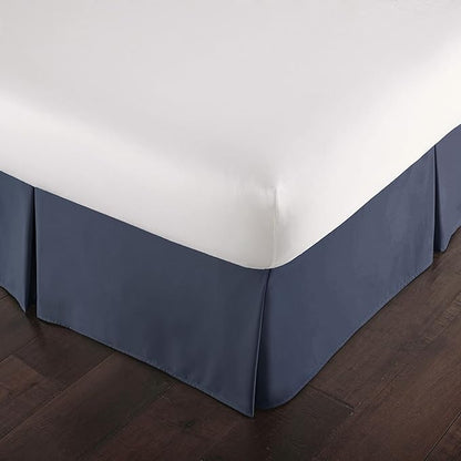 Southshore Fine Living, Inc. Hotel Quality Full Bed Skirt 14 Inch Drop, Pleated Dust Ruffle, Wrinkle Free Full Size Bed Skirt, Easy Care Microfiber, Pet Hair Resistant Bedskirt, Oeko-Tex, Dark Blue