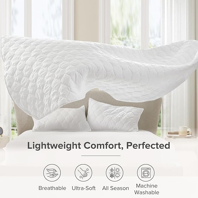 Comfort Spaces Queen Quilt Set Modern Reversible Ogee Coverlet Queen Bedding Set Cozy Quilted Winter Layer, All Season Lightweight Soft Queen Size Quilt, Kienna, Full/Queen White Ogee 3 Piece