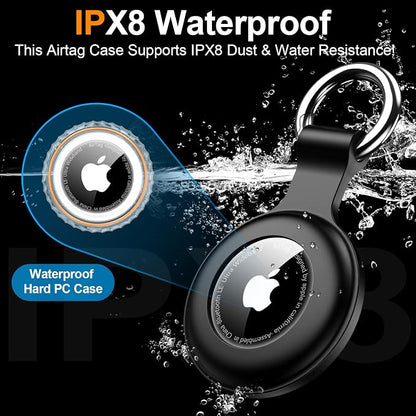 1|2|4Pack for Apple AirTag Holder with Keychain for Air Tag 2nd/1st Gen | Waterproof Air Tag Cover GPS Tracker Anti-Scratch Silicone Air-Tag Case for Pets,Kids,Luggages-Black+Black+Blue+Blue