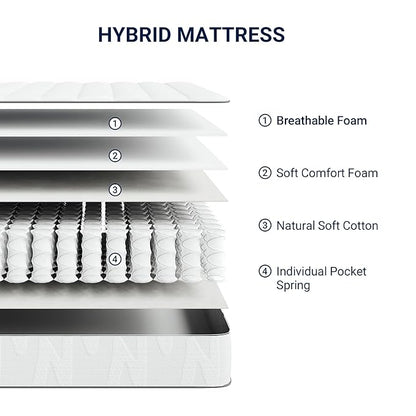 Novilla 6 Inch Twin Mattress in a Box, Hypoallergenic & Back Pain Relief, Hybrid Twin Mattresses with Smarts Coils, Fiberglass Free CertiPUR-US Certified Colchones No Box Spring Needed
