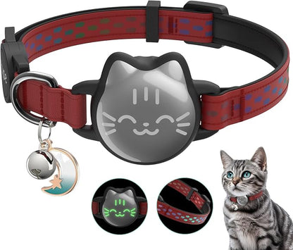 AirTag Cat Collar, Reflective Breakaway Collar, Hidden Holder with Bell | Compatible with Apple AirTag 1st & 2nd Gen, Lightweight Water-Resistant Strap for Cats, AirTag Not Included