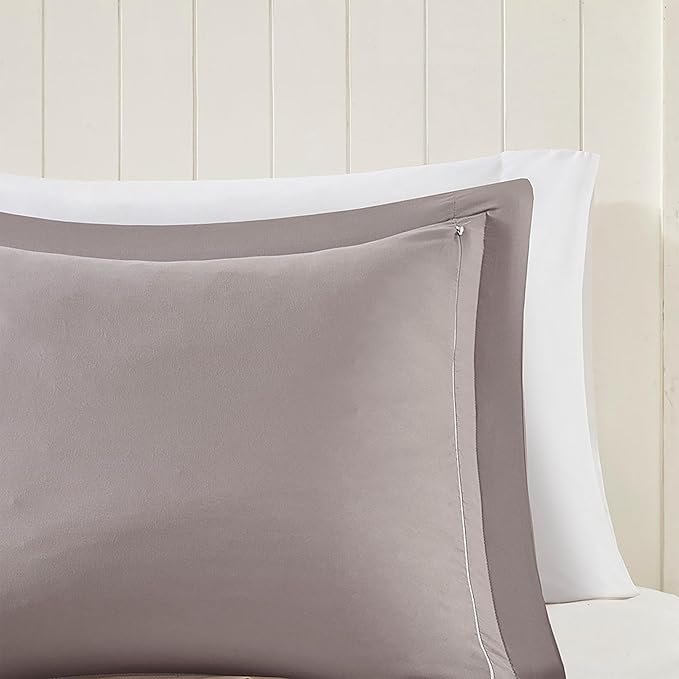 Madison Park - MPE10-614 Essentials Larkspur Comforter Set, Twin/Twin XL, Charcoal/Grey