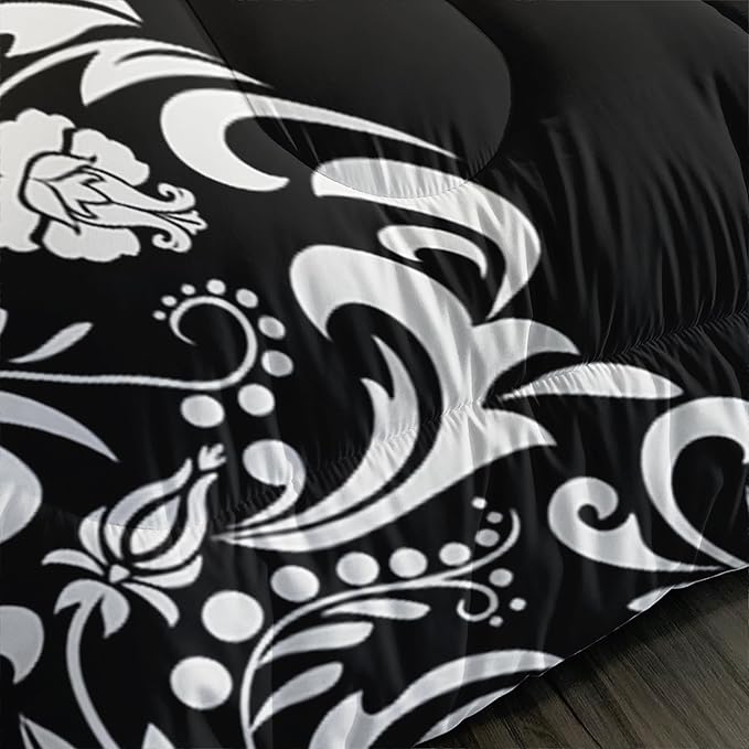 Boho Queen Comforter Set for Girls - Bohemian Gothic Western Hippie Bedding Decor - Black and White Sun and Moon Design