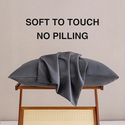 MINIPANDA Dark Gray King Size Pillow Cases Set of 4 - Super Soft, Smooth and Breathable Grey King Pillow Cases - Envelope Design - Machine Washable Lightweight (20X40 Inches (4 PIECE))