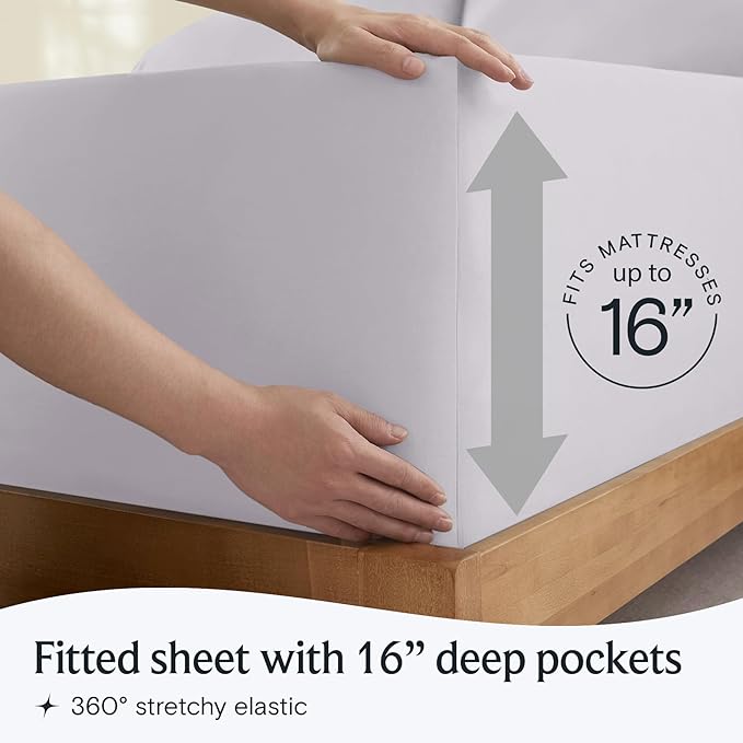 LuxClub 4 PC Sheet Set Bed Sheets Deep Pockets 16" Eco Friendly Wrinkle Free Cooling Machine Washable Hotel Bedding Silky Soft - Dove Gray Full (Pack of 4)