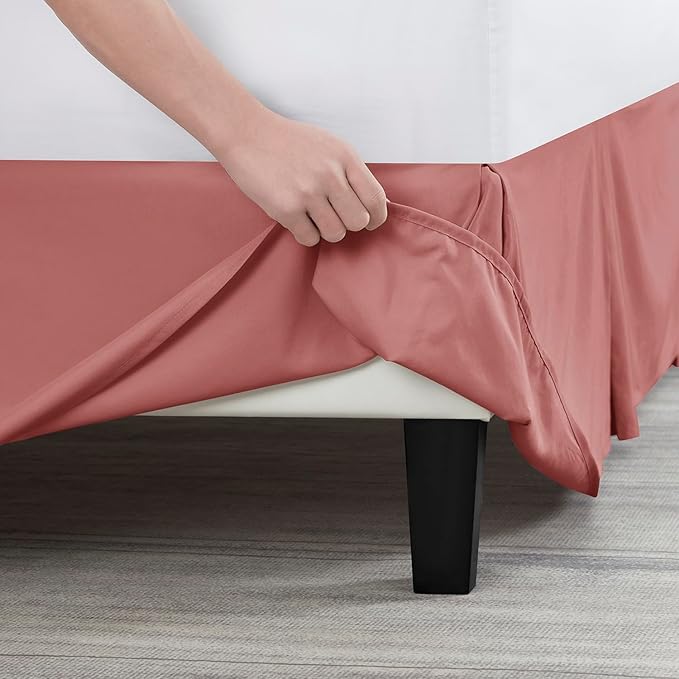 Nestl Pink Clay Twin XL Bed Skirt - Twin XL Size Bed Skirt 14 Inch Drop - Brushed Microfiber Bed Skirts - Hotel Quality Pleated Bed Skirt - Shrinkage & Fade Resistant