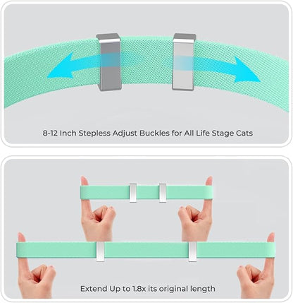 AirTag Cat Collar, Ultra Elastic Cat Tracker Collar (Green) | Compatible with Apple Air Tag Holder, Lightweight, Scratch Resistant, Stepless Adjustable Pet Tracking Collars for Cat Kitten