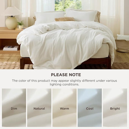Bedsure Duvet Cover Full Size - Soft Double Brushed Bedding Set for Kids & Adults, Zipper Closure, 3 Pieces, Includes 1 Duvet Cover (80"x90") & 2 Pillow Shams, NO Comforter, Cream White