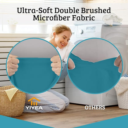 YIYEA Body Pillow Cover Set of 2, Ultra Soft 1800TC Hotel Quality Double Brushed Microfiber Body Pillow Pillowcases, Envelope Closure, Fade Resistant (20"x54", Teal)