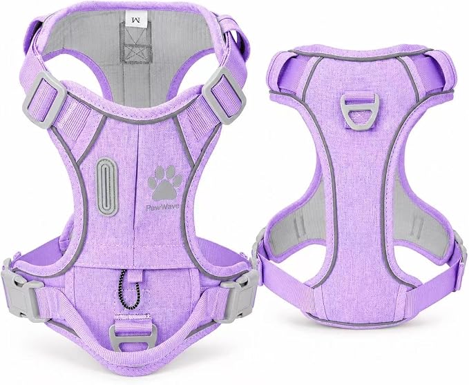 No Pull Dog Harness with Built-in Hidden AirTag & GPS Tracker Holder, Reflective Adjustable Escape-Proof Vest Harness for Small & Medium Dogs (Purple, XL)