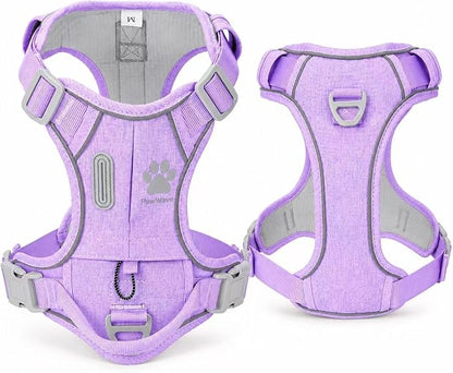 No Pull Dog Harness with Built-in Hidden AirTag & GPS Tracker Holder, Reflective Adjustable Escape-Proof Vest Harness for Small & Medium Dogs (Purple, XL)