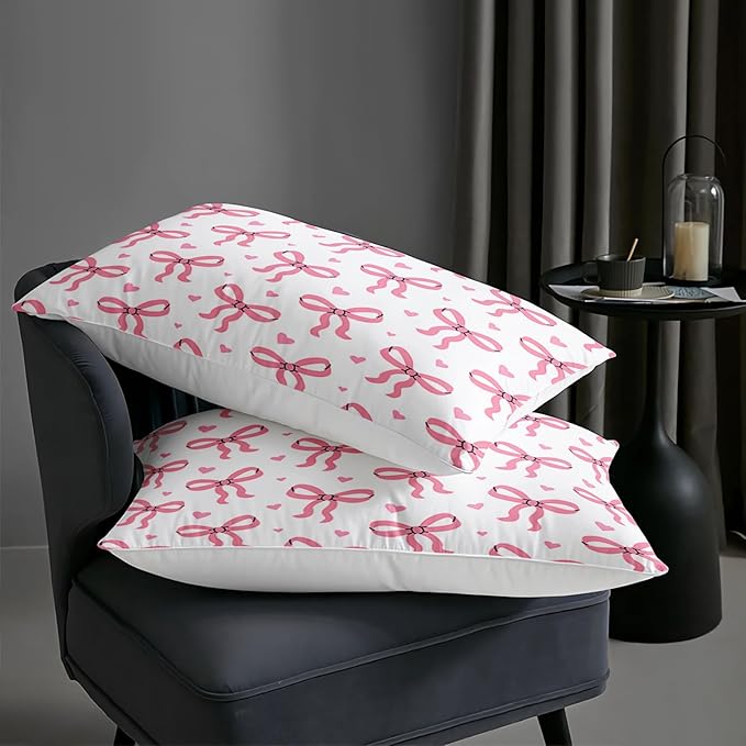 Pink Bowknot Comforter for Girls,3 Pieces Princess Bowknot Bedding Queen Size,Kawaii Bow-tie Bed Set for Kids Women,Pink Cute Bow Bedding,Girls Bedroom Comforter Set 1 Quilt 2 Pillowcases