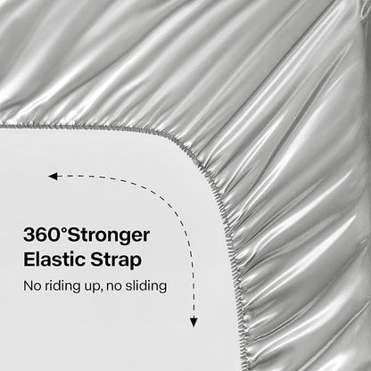 BEDELITE Satin Sheets Twin Size Bed Set, Luxury Soft Grey Silky Sheets for Hair and Skin, Similar to Silk Bed Sheets Set 3 Pieces with 1 Deep Pocket Fitted Sheet, 1 Flat Sheet, and 1 Pillowcase