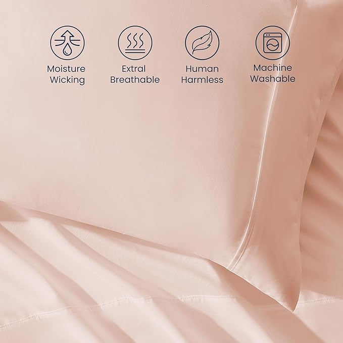 SLEEP ZONE Twin Sheet Sets Dorm Bedding - 3 Pieces Soft Extra Long Sheets, Hotel Luxury, Easy Care Microfiber for Women, Men (Rose Pink,Twin)