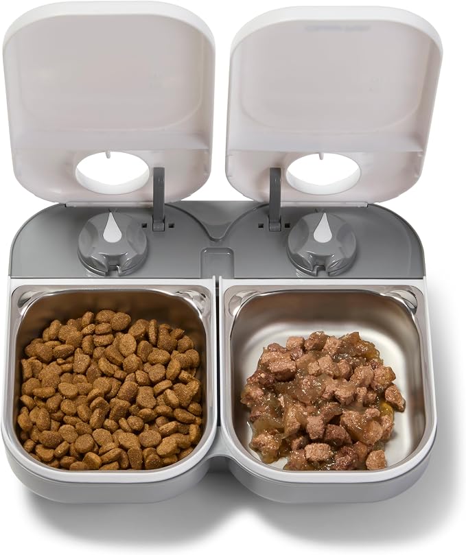 Cat Mate C200 Two-Meal Automatic Pet Feeder for Dry & Wet Food, 400g Each