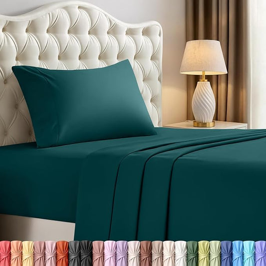 Utopia Bedding Twin Sheet Set – 3 Piece Bed Sheets for Twin Size Bed, Soft and Breathable Microfiber, Includes 1 Fitted Sheet, 1 Flat Sheet and 1 Pillowcase (Teal Green)