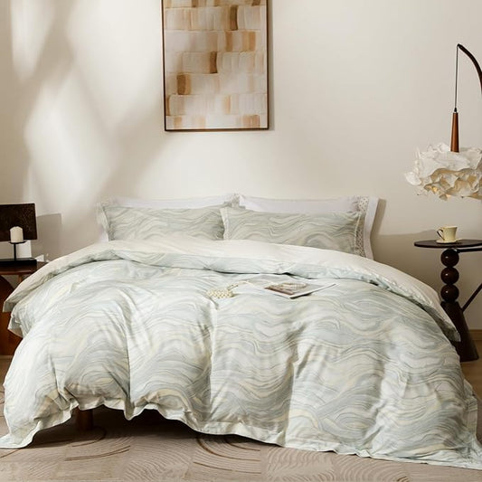 OAITE Duvet Cover Set Twin Size Floral Pattern Ultra Soft 100% Cotton Duvet Cover Sets 3-PC, Breathable Duvet Cover with Zipper Closure & Corner Ties