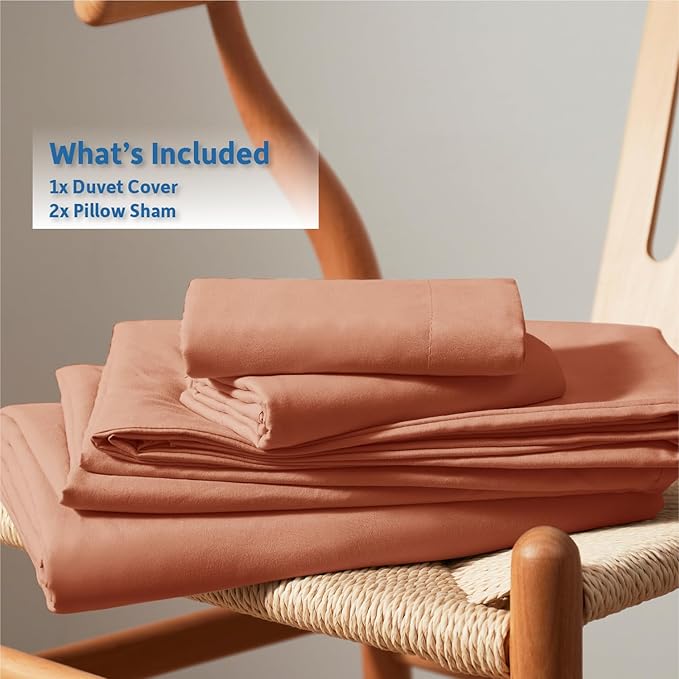 Nestl Rust California King Duvet Cover Sets - Soft Double Brushed Cal King Duvet Cover, 3 Piece, with Button Closure, 1 Duvet Cover 104x98 inches and 2 Pillow Shams