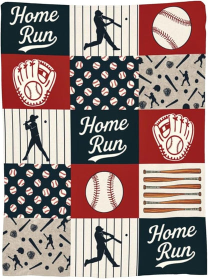 Baseball Blanket Super Soft Warm Fluffy Fleece Flannel Ball Sports Throw Blanket Cozy Fuzzy Plush Stuff Home Run Bedding Blankets Gifts for Teens Boys Kids Women Girls Adults 80"X60"