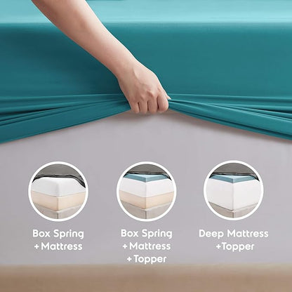 Nestl Queen Sheet Set - Luxury 1800 Ultra-Soft Microfiber Bed Sheets - Double Brushed - Deep Pockets - Easy Fit - 4 Piece Set - Bedding Sheets & Pillowcases (Queen, Teal)