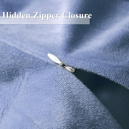 Ivellow Velvet Duvet Cover Queen Set Blue Comforter Cover 3Pcs Ultra Soft Cover Breathable Solid Luxury Flannel Velour Duvet Cover Zipper Closure Corner Tie
