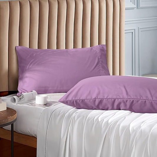 Evolive Ultra Soft Brushed Microfiber Standard Size 20"x30" Pillowcases Pair Set of 2 with Envelope Closure (20"x30" Standard, Lavender)