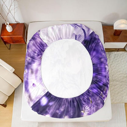 Erosebridal Lilac Flower Girl Fitted Sheet for Boys Girls Kids Purple Spring Floral Twin Bed Sheets,Anime Girl Sheets Cartoon Anime Gift Bedding Sets, No Top Sheet