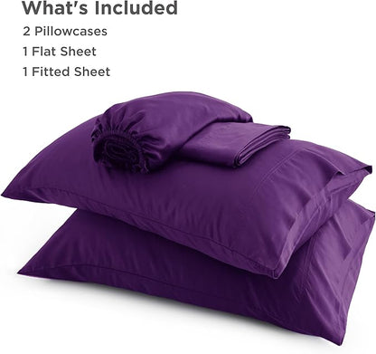 Bedsure California King Sheet Sets, Cooling Sheets for Hot Sleepers, Rayon Derived from Bamboo, PureWoven, Breathable & Soft, Deep Pocket Up to 16 Inches, Hotel Luxury Silky Bedding, Plum