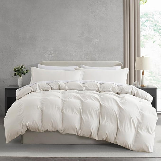 Nestl Off White Duvet Cover Full Size - Soft Prewashed Full Size Duvet Cover Set, 3 Piece, with Zipper Closure, 1 Duvet Cover 80x90 inches and 2 Pillow Shams - No Comforter