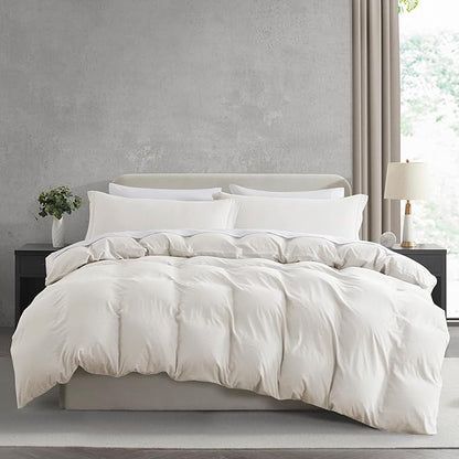 Nestl Twin Duvet Cover Set - Soft Prewashed Off White Duvet Cover Twin/Twin XL, 2 Piece, with Zipper Closure, 1 Duvet Cover 68x90 inches and 1 Pillow Sham - No Comforter