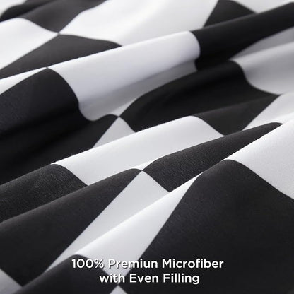 Andency Checkered Comforter Twin(66x90Inch), Black White Plaid Gingham Buffalo Grid Bedding Comforter Sets for Boys Kids Teens, 2 Pieces Lightweight Polyester Geometric Preppy Bed Set