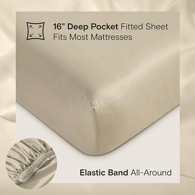 DOZ Sheet Set, 100% Viscose derived from Bamboo, Organically Grown, Buttery Soft, Cooling Sheets, High GSM, Deep Pockets - 4 Piece - 2 Pillowcases 1 Fitted Sheet 1 Top Sheet (Fog, King)