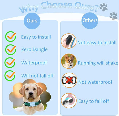 Waterproof Airtag Holder for Dog Collar, Light Blue, 1 Pack | Durable Silicone, Fit Most of Collar Widths, Full Body Covered Anti-Lost Protective, Ease of Installation