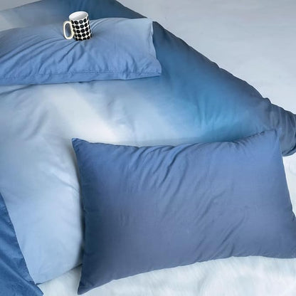 CLOTHKNOW Blue White Full Size Comforter Set Gradient Blue Bedding Sets Soft All Season Comforters with 2 x Pillow Cases