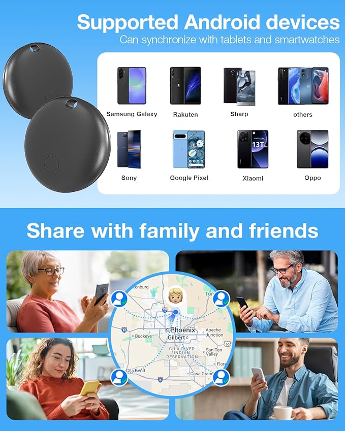 Air Tags for Android,Air Tags-1 Pack Android,2 Year Battery Life,Air Tracker Tags with 1 Lanyard,Google Find Trackers for Google'S Find Hub App,IP65 Waterproof Luggage Tracker for Keys