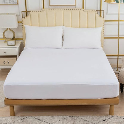 Cooling Mattress Protector Waterproof Queen Size Ultra Soft Noiseless Smooth Jersey Top Fitted Matressprotector Cover with Stretchy Pocket