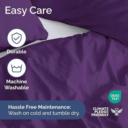 Duvet Cover Full Size Set - Extra Soft Full Duvet Cover 80" x 90" with 2 Pillow Shams - Hotel Luxury, Easy Care and Fade Free w/ Zipper Closures & Ties - All Season, Comfy, Cozy & Breathable (Purple)