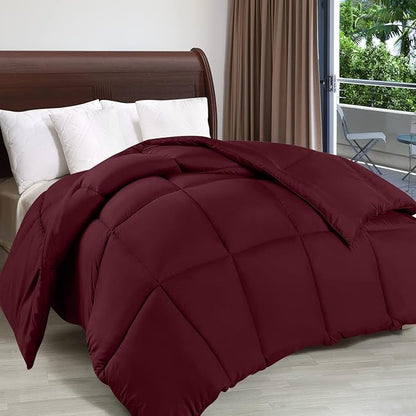 Utopia Bedding Comforter Duvet Insert, Quilted Comforter with Corner Tabs, Box Stitched Down Alternative Comforters Twin Size (Burgundy)