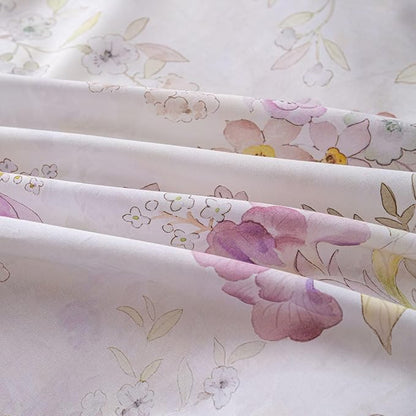OAITE Duvet Cover Set Twin Size Floral Pattern Ultra Soft 100% Cotton Duvet Cover Sets 3-PC, Breathable Duvet Cover with Zipper Closure & Corner Ties(2 Pillow Shams,1 Duvet Cover)