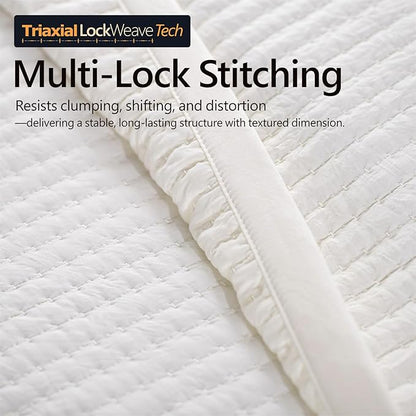 XL King Quilt Set – 108"x98" Soft Washed 3-Layer Lightweight Bedspread with Multi-Lock Quilting, Minimalist Nordic Bedding, All-Season Quilt for Spring & Summer (1 Quilt + 2 Pillow Shams),Cream White