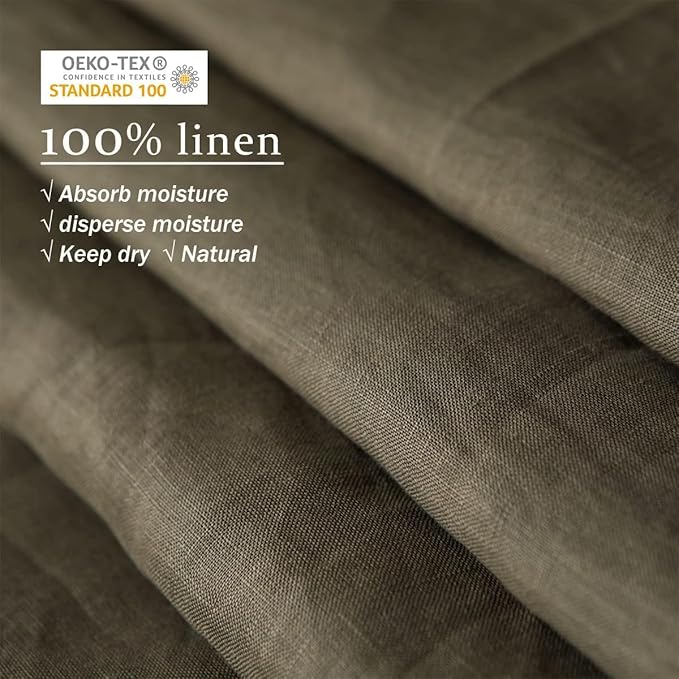 XZ XIFA Olive Green Linen Duvet Cover Full, 100% Washed French Flax Linen Bedding Set with Zipper Closure, Cooling & Textured Bed Sets for Hot Sleepers(1 Duvet Cover, 2 Pillowcases)
